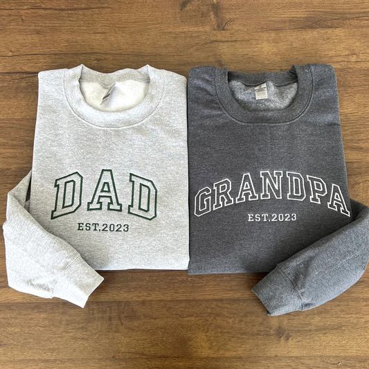 Personalized Parent Embroidered Crewneck - Lone Star Embroidery Shop