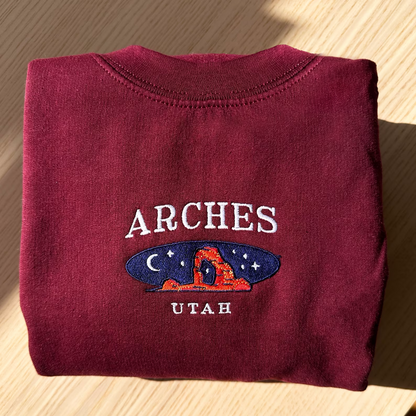 Arches Utah Embroidered Crewneck - Lone Star Embroidery Shop