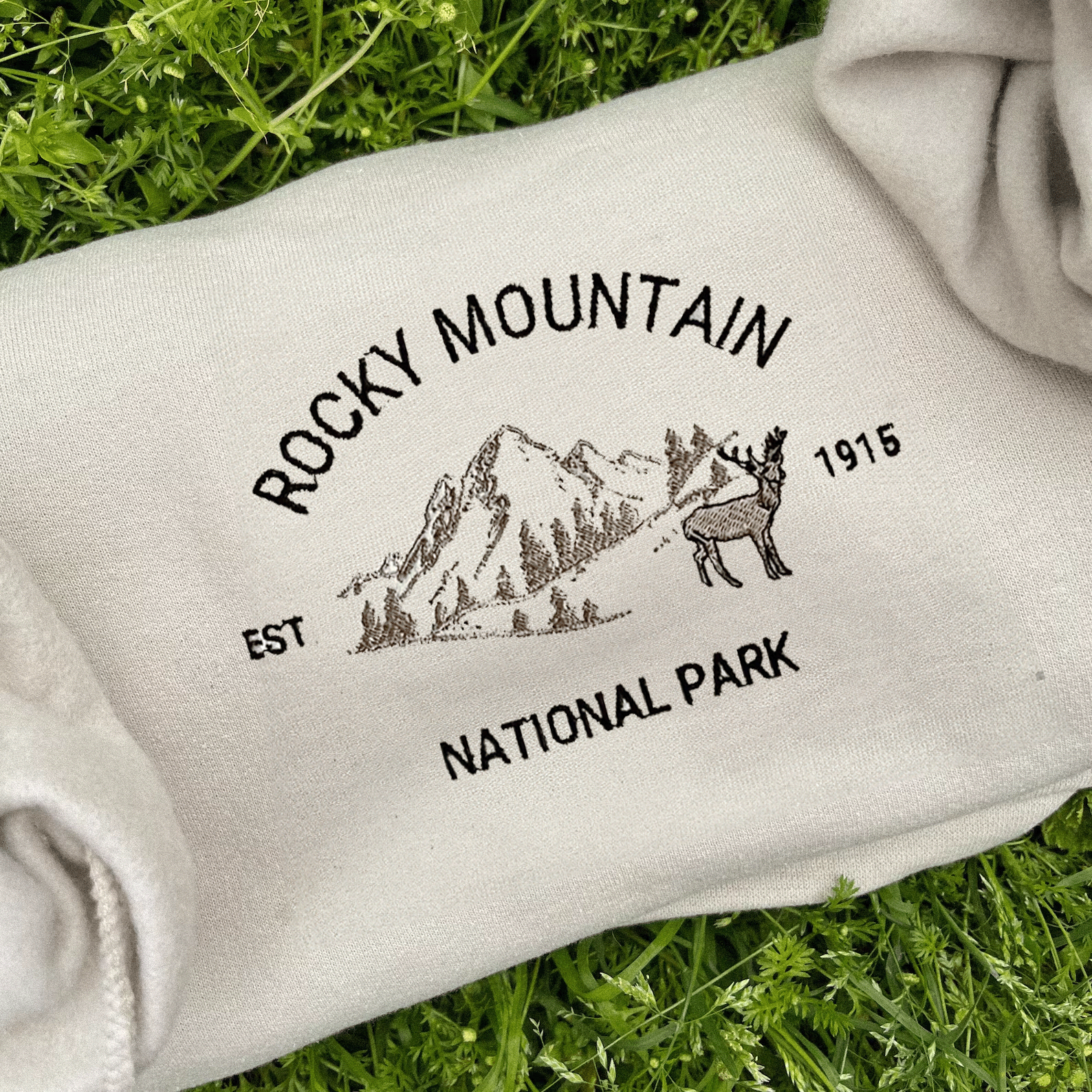 Rocky Mountain Embroidered Crewneck - Lone Star Embroidery Shop