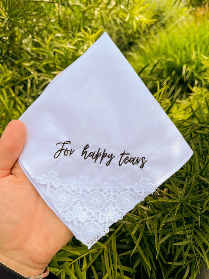 Custom Wedding Handkerchief 'For Happy Tears'