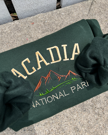 Acadia National Park Embroidered Crewneck - Lone Star Embroidery Shop